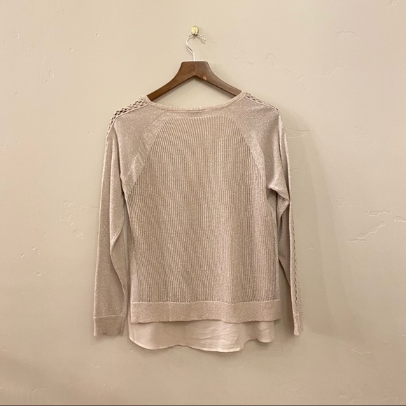 LUCKY BRAND Metallic Mixed Media Overlay Sweater - Picture 10 of 10